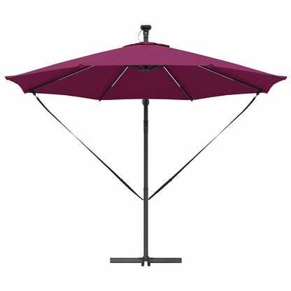 vidaXL Umbrella with LED Strip Lights Bordeaux Red 294 x 294 x 248 cm