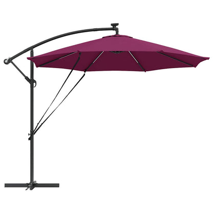 vidaXL Umbrella with LED Strip Lights Bordeaux Red 294 x 294 x 248 cm