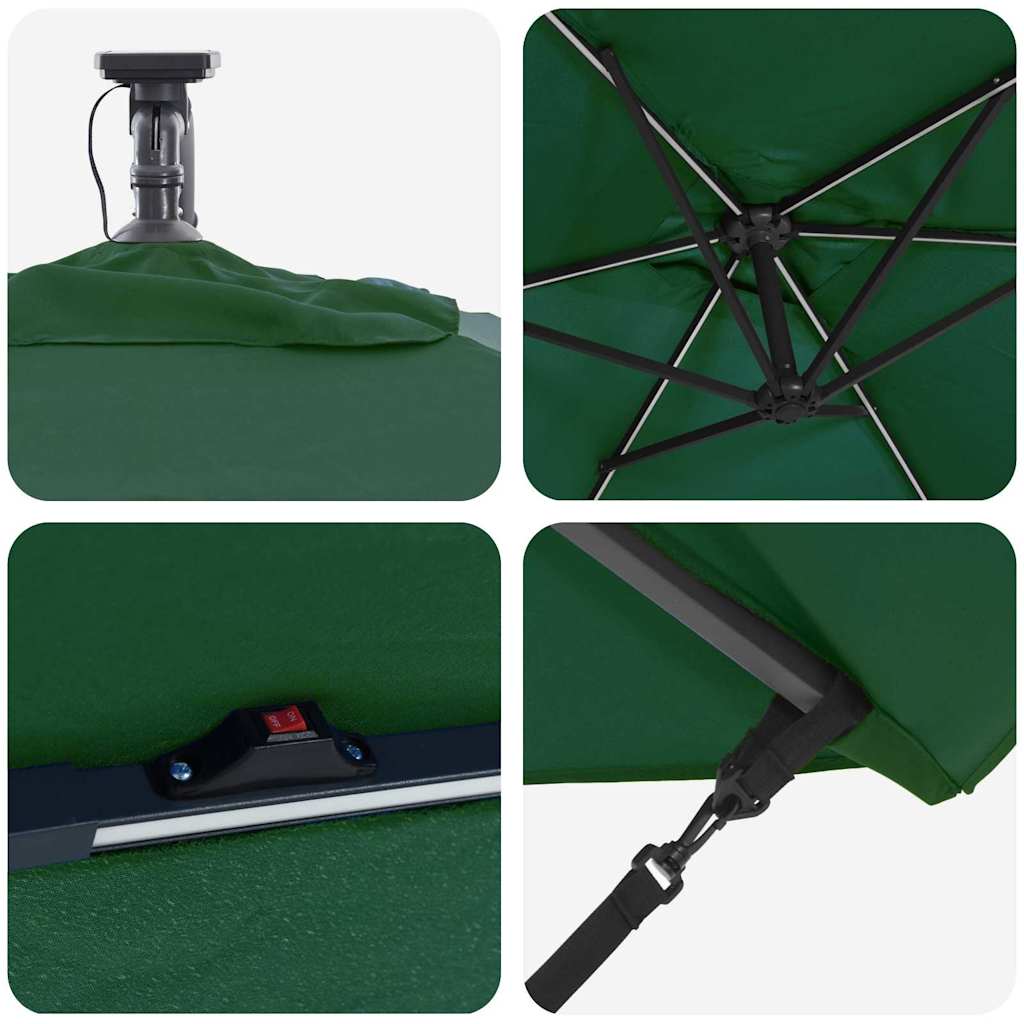 vidaXL Umbrella Green 294 x 200 x 270 cm Polyester and Aluminium