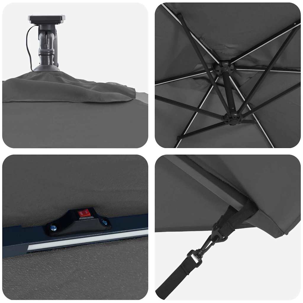 vidaXL Umbrella Anthracite 294 x 200 x 270 cm Polyester and Aluminium