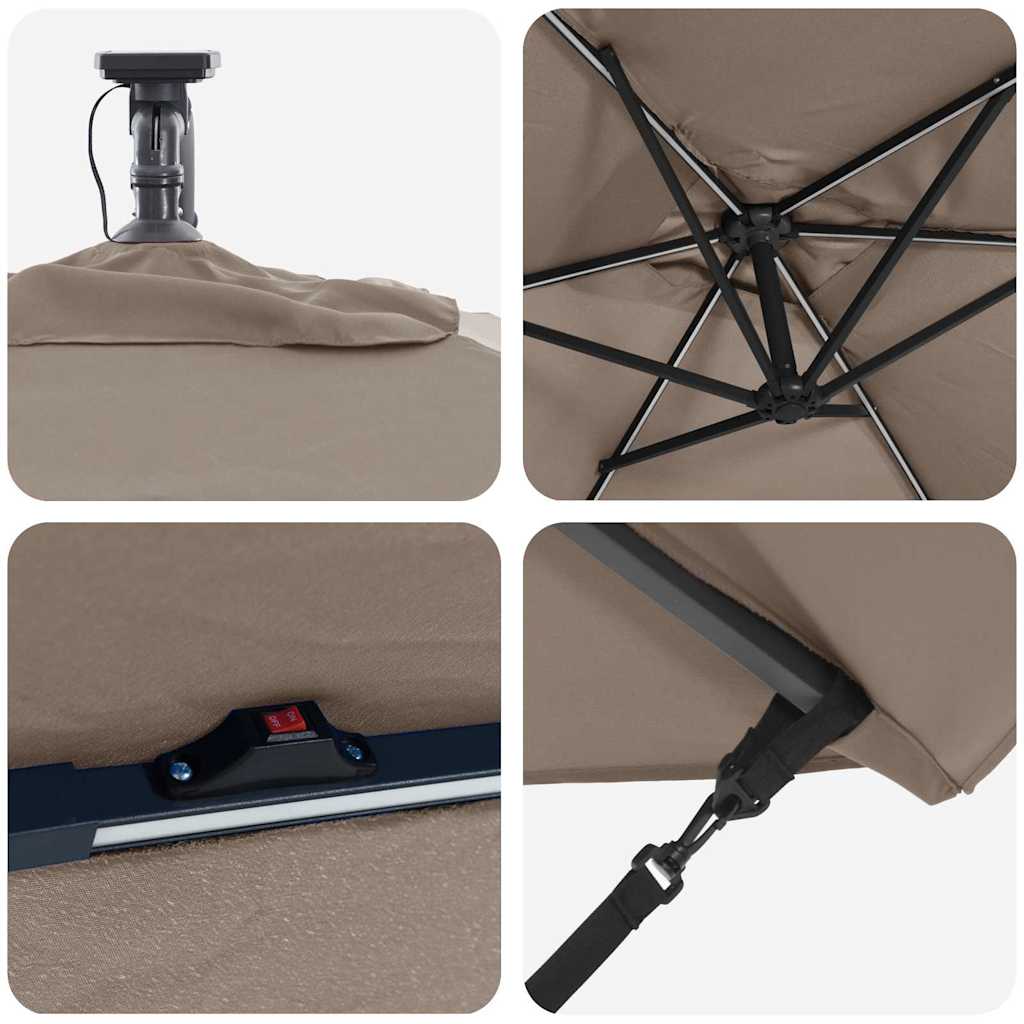 vidaXL Umbrella Taupe 294 x 200 x 270 cm Polyester and Aluminium