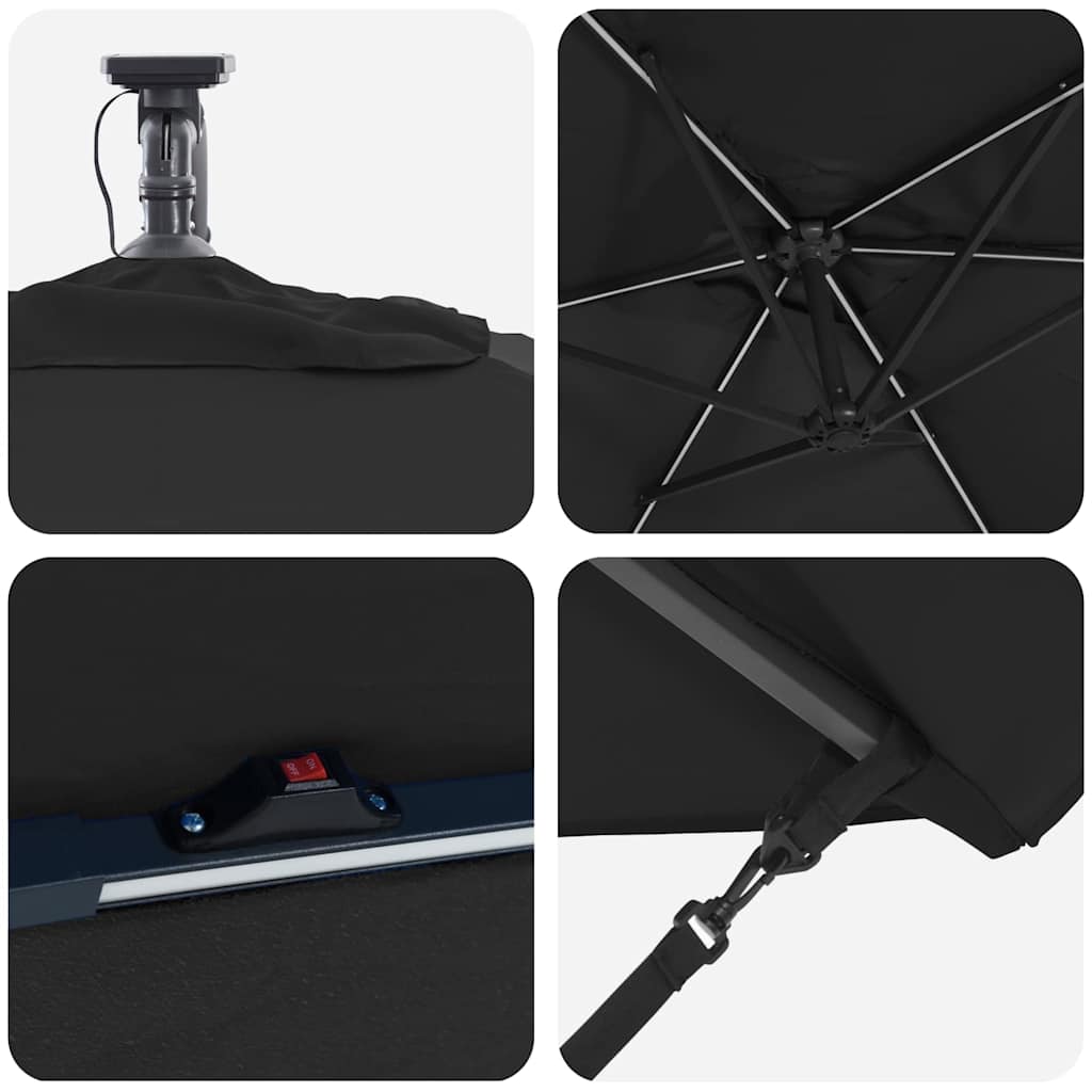 vidaXL Umbrella Black 294 x 200 x 270 cm Polyester and Aluminium