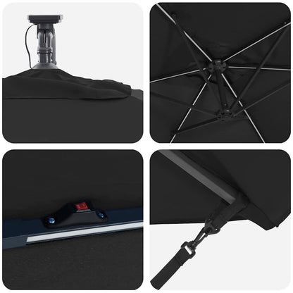 vidaXL Umbrella Black 294 x 200 x 270 cm Polyester and Aluminium