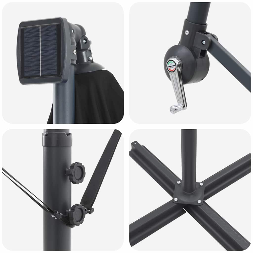 vidaXL Umbrella Black 294 x 200 x 270 cm Polyester and Aluminium