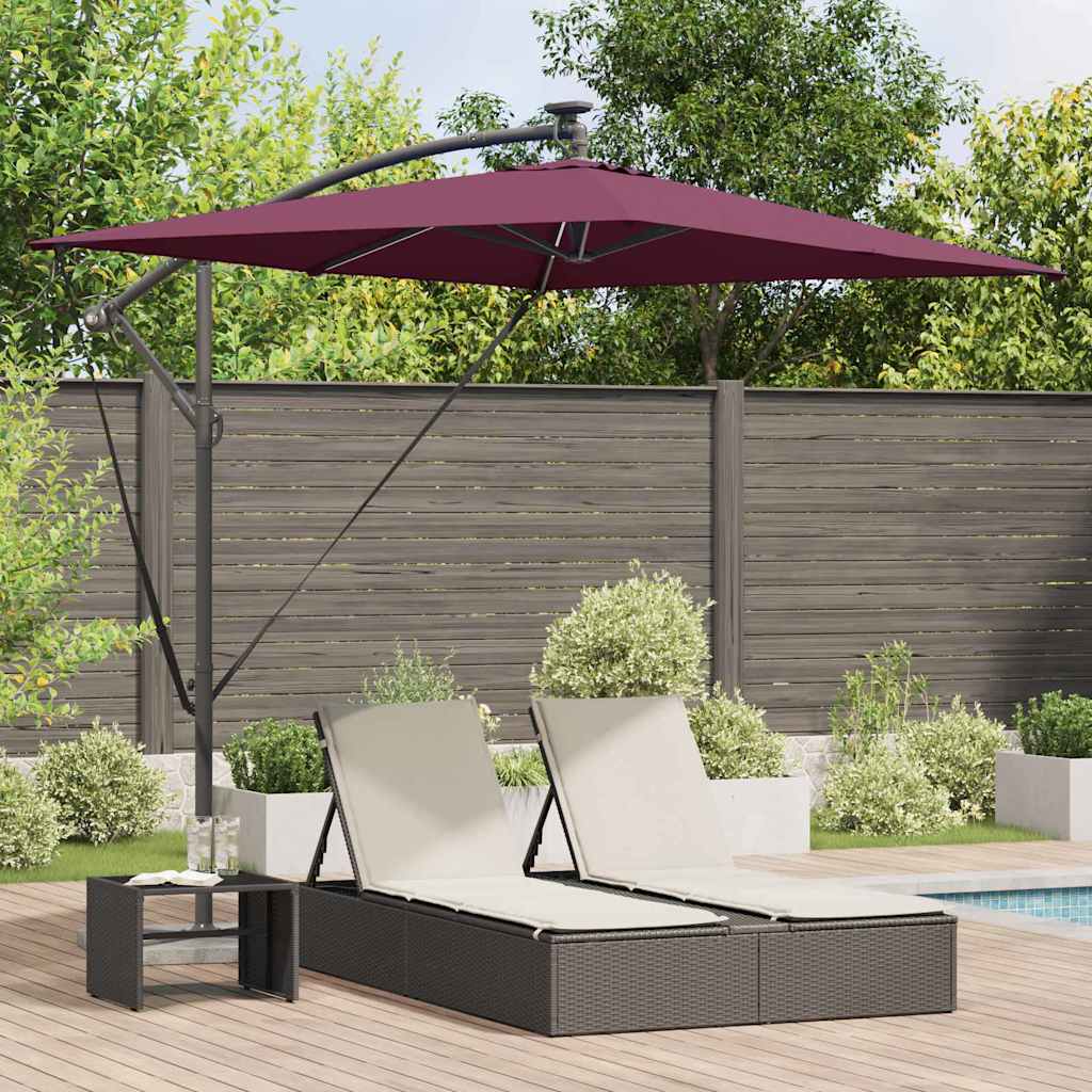 vidaXL Umbrella with LED Strip Lights Bordeaux Red 294 x 200 x 270 cm
