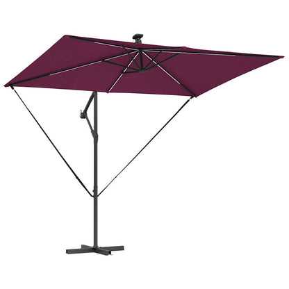 vidaXL Umbrella with LED Strip Lights Bordeaux Red 294 x 200 x 270 cm