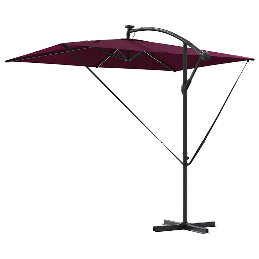 vidaXL Umbrella with LED Strip Lights Bordeaux Red 294 x 200 x 270 cm