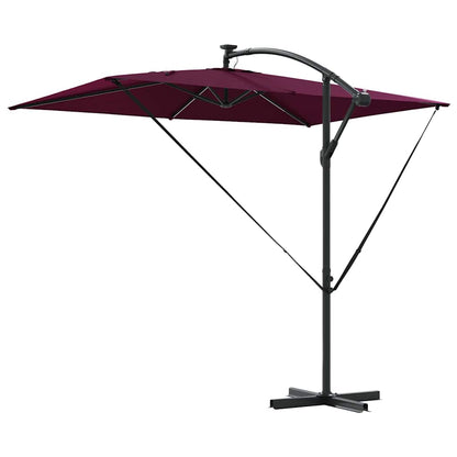 vidaXL Umbrella with LED Strip Lights Bordeaux Red 294 x 200 x 270 cm