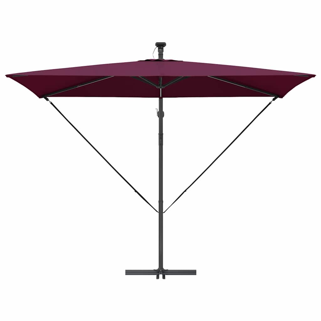 vidaXL Umbrella with LED Strip Lights Bordeaux Red 294 x 200 x 270 cm