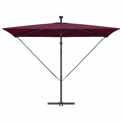 vidaXL Umbrella with LED Strip Lights Bordeaux Red 294 x 200 x 270 cm
