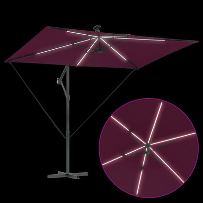 vidaXL Umbrella with LED Strip Lights Bordeaux Red 294 x 200 x 270 cm