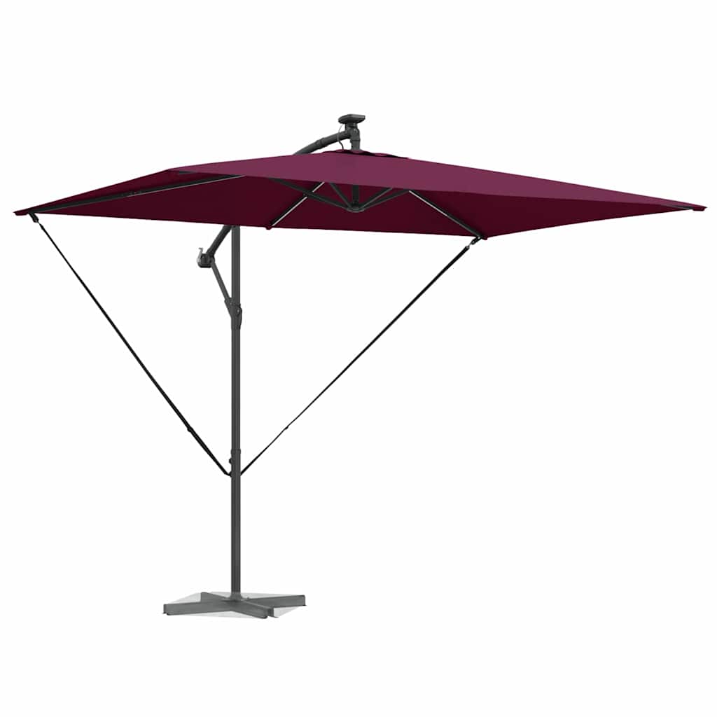 vidaXL Umbrella with LED Strip Lights Bordeaux Red 294 x 200 x 270 cm