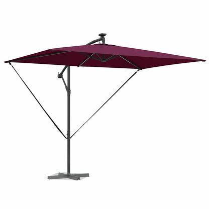 vidaXL Umbrella with LED Strip Lights Bordeaux Red 294 x 200 x 270 cm