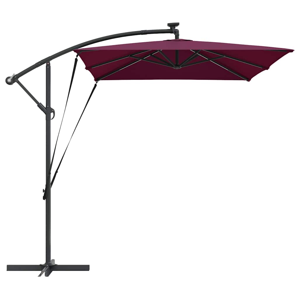 vidaXL Umbrella with LED Strip Lights Bordeaux Red 294 x 200 x 270 cm