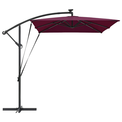 vidaXL Umbrella with LED Strip Lights Bordeaux Red 294 x 200 x 270 cm
