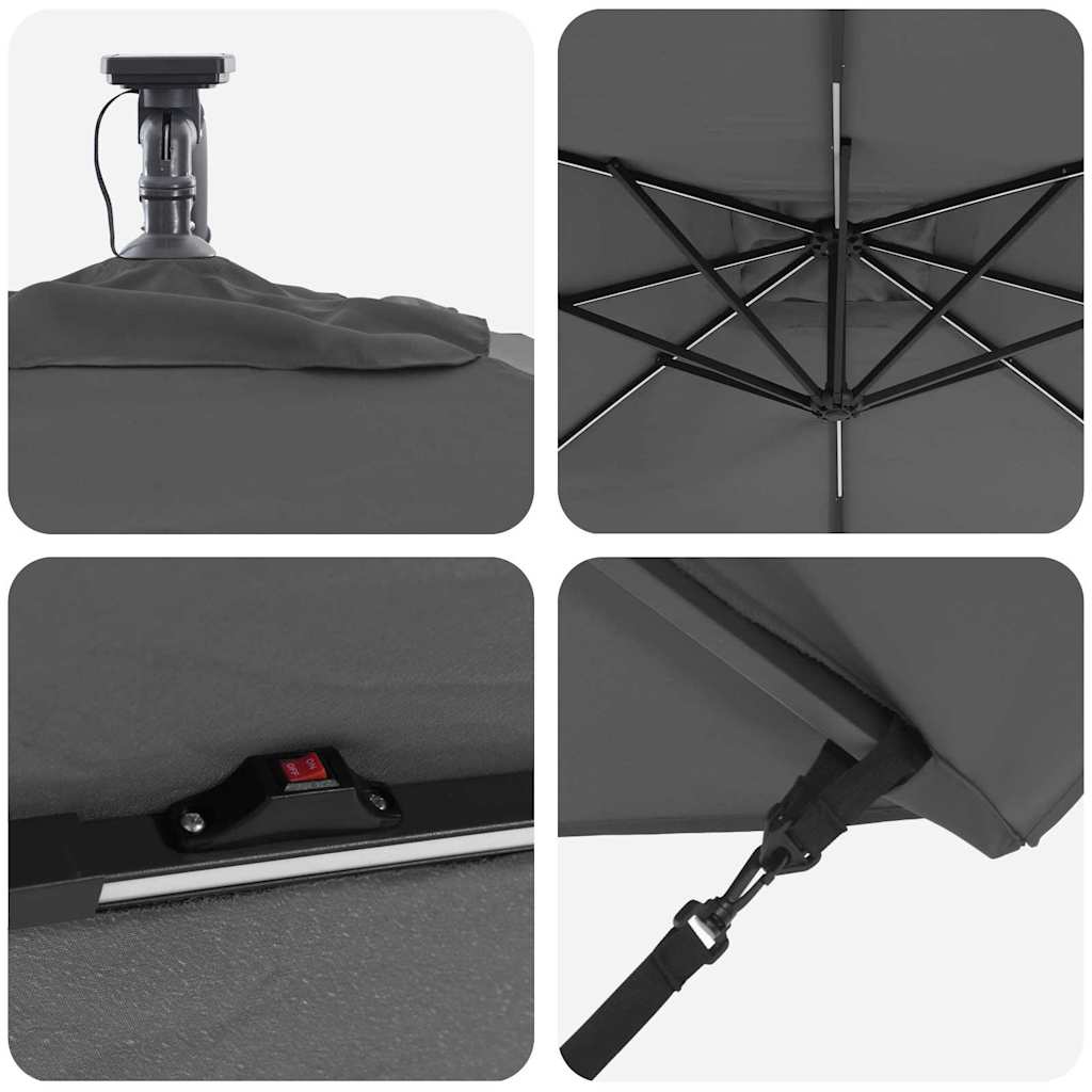 vidaXL Umbrella Anthracite 249 x 249 x 250 cm Polyester and Aluminium