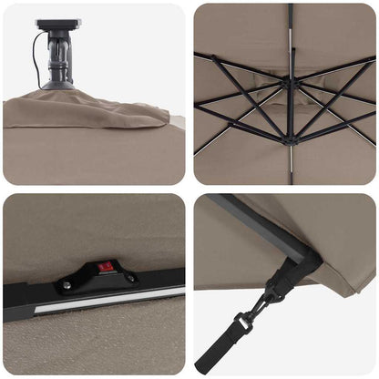 vidaXL Umbrella Taupe 249 x 249 x 250 cm Polyester and Aluminium