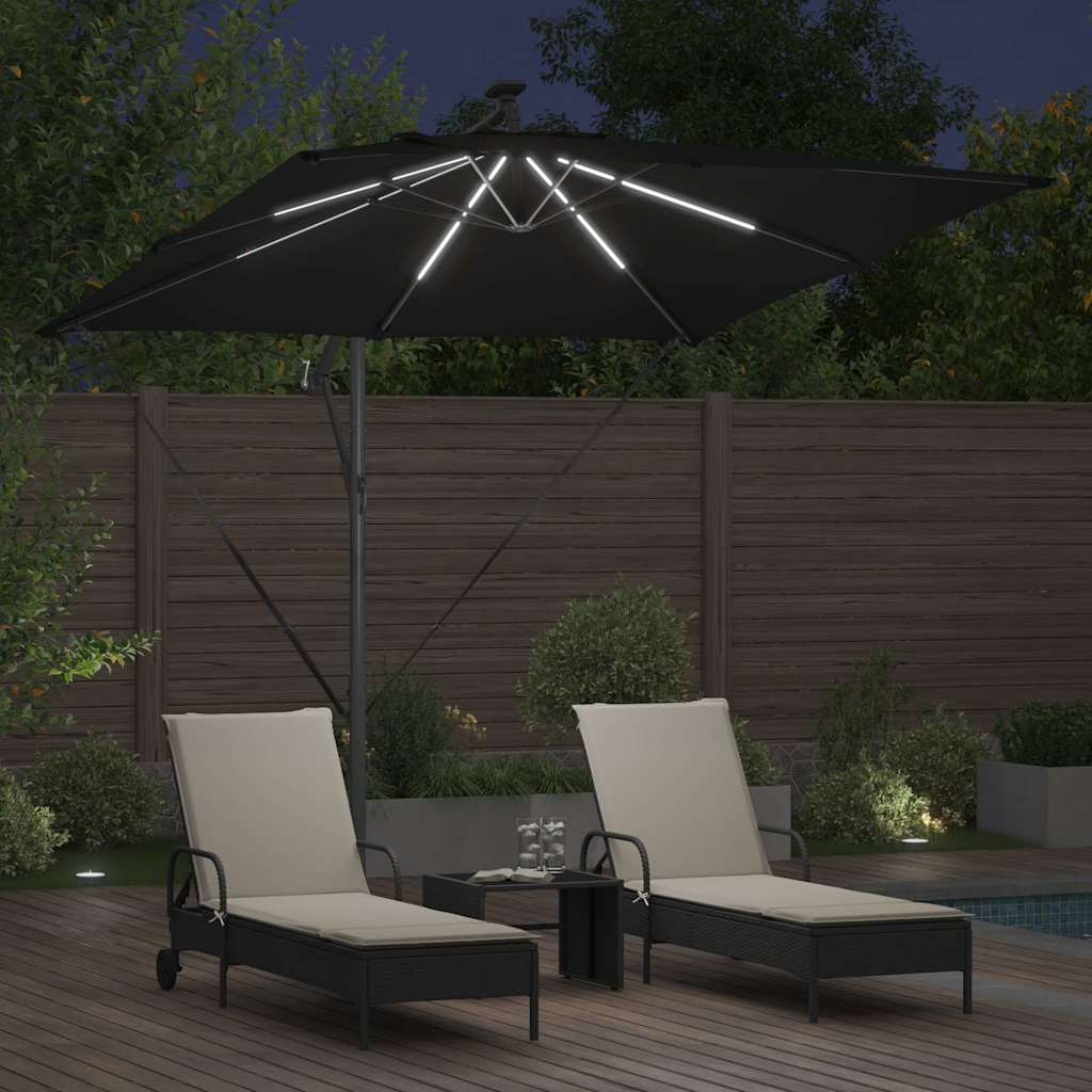 vidaXL Umbrella Black 249 x 249 x 250 cm Polyester and Aluminium