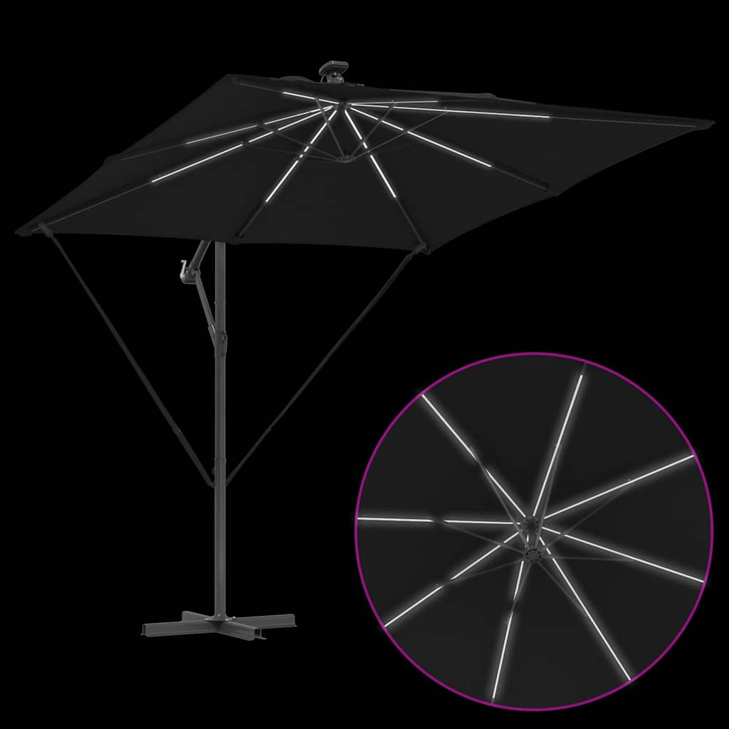 vidaXL Umbrella Black 249 x 249 x 250 cm Polyester and Aluminium