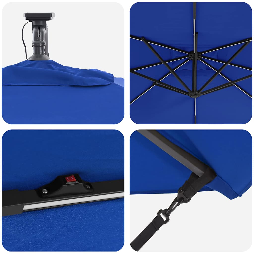 vidaXL Umbrella 249 x 249 x 250 cm Polyester and Aluminium Azurblau