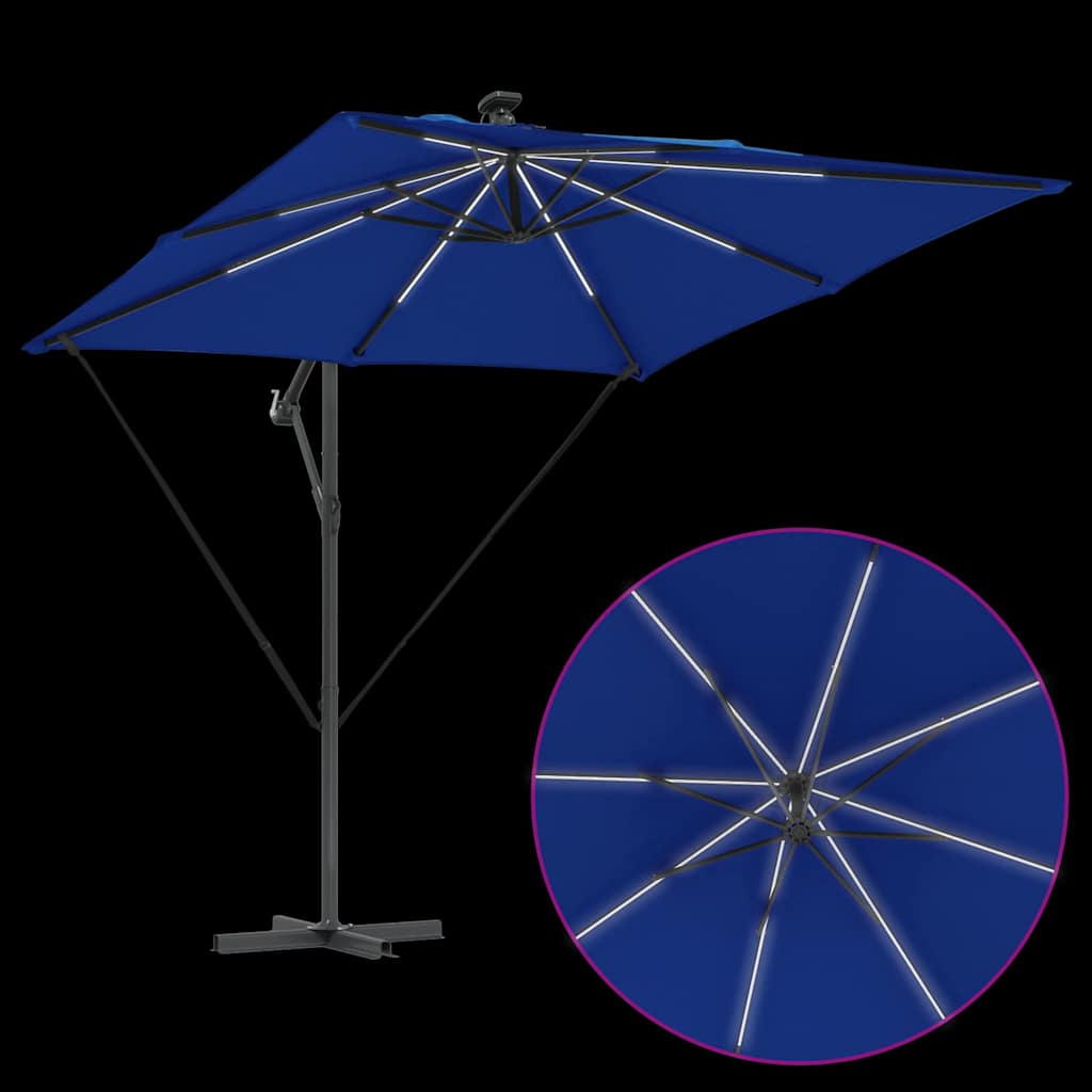 vidaXL Umbrella 249 x 249 x 250 cm Polyester and Aluminium Azurblau