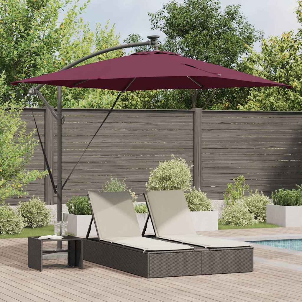 vidaXL Umbrella with LED Strip Lights Bordeaux Red 249 x 249 x 250 cm