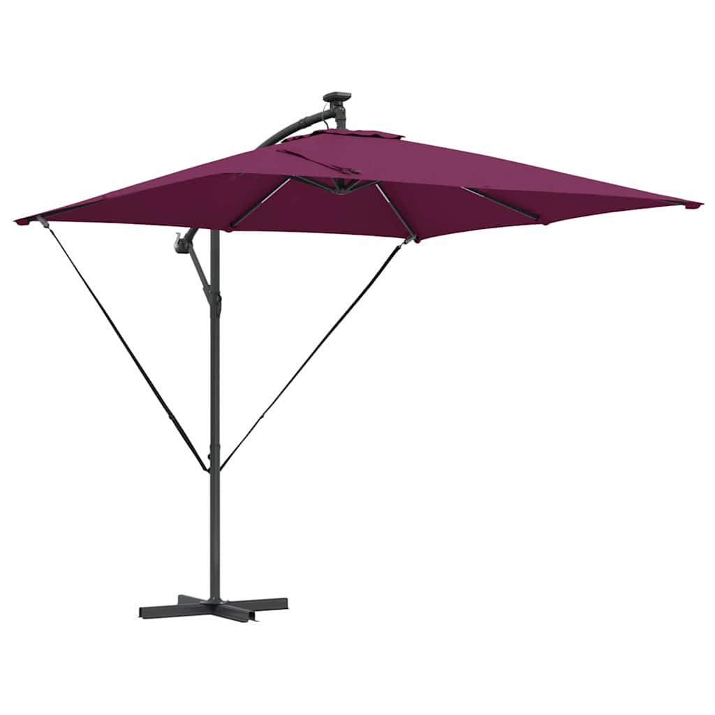 vidaXL Umbrella with LED Strip Lights Bordeaux Red 249 x 249 x 250 cm