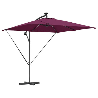 vidaXL Umbrella with LED Strip Lights Bordeaux Red 249 x 249 x 250 cm
