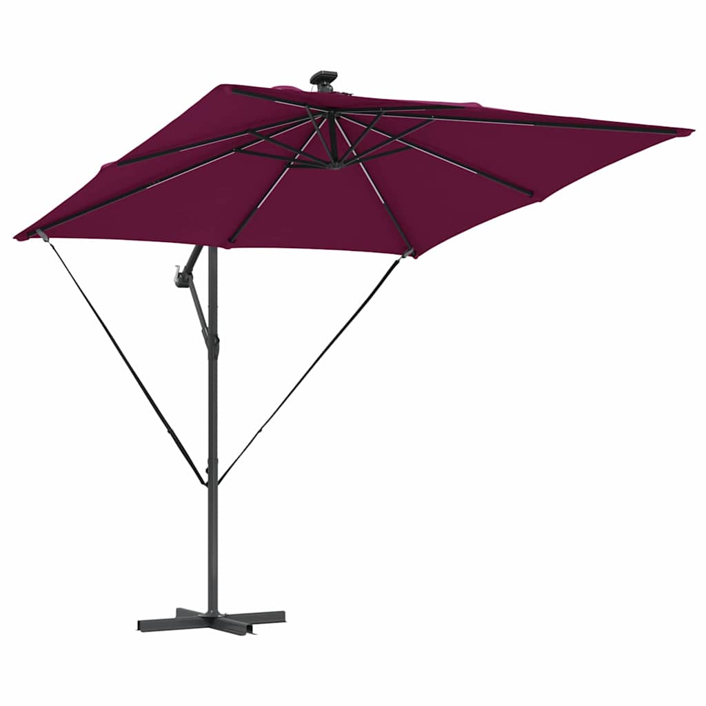 vidaXL Umbrella with LED Strip Lights Bordeaux Red 249 x 249 x 250 cm