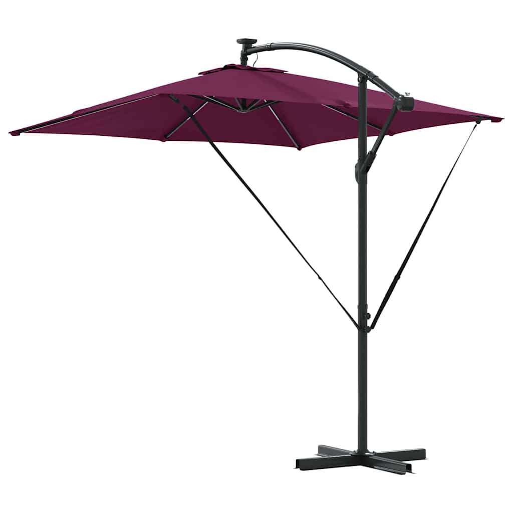 vidaXL Umbrella with LED Strip Lights Bordeaux Red 249 x 249 x 250 cm