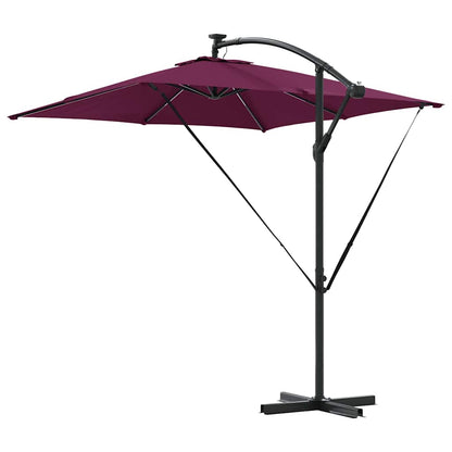 vidaXL Umbrella with LED Strip Lights Bordeaux Red 249 x 249 x 250 cm
