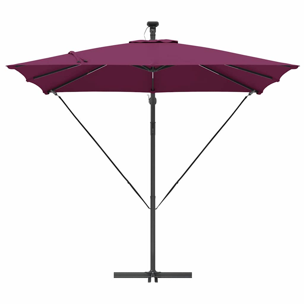 vidaXL Umbrella with LED Strip Lights Bordeaux Red 249 x 249 x 250 cm