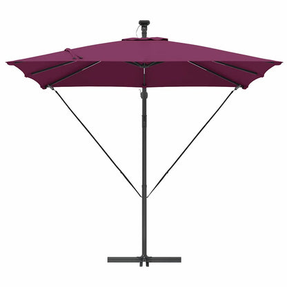 vidaXL Umbrella with LED Strip Lights Bordeaux Red 249 x 249 x 250 cm