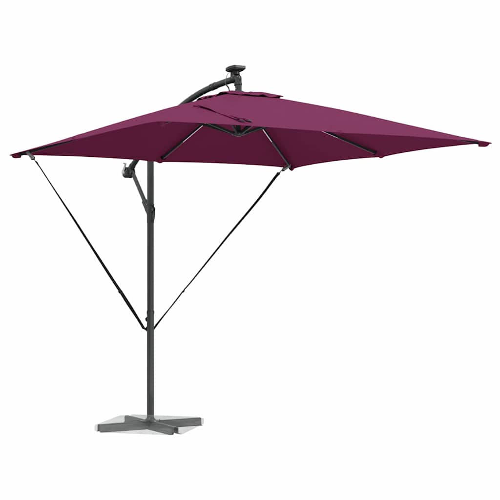 vidaXL Umbrella with LED Strip Lights Bordeaux Red 249 x 249 x 250 cm