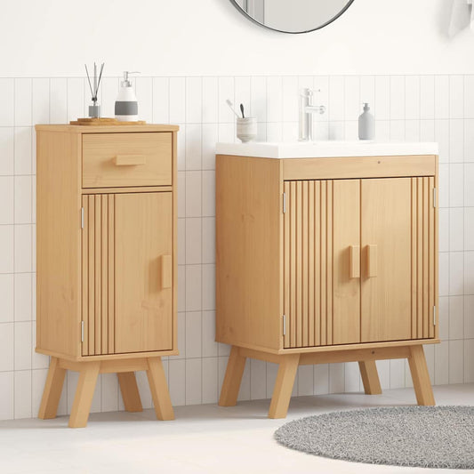 vidaXL Bathroom Furniture Set with Door 2 pcs Brown 114 x 43 x 73.5 cm