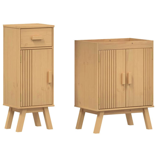 vidaXL Bathroom Furniture Set with Door 2 pcs Brown 114 x 43 x 73.5 cm