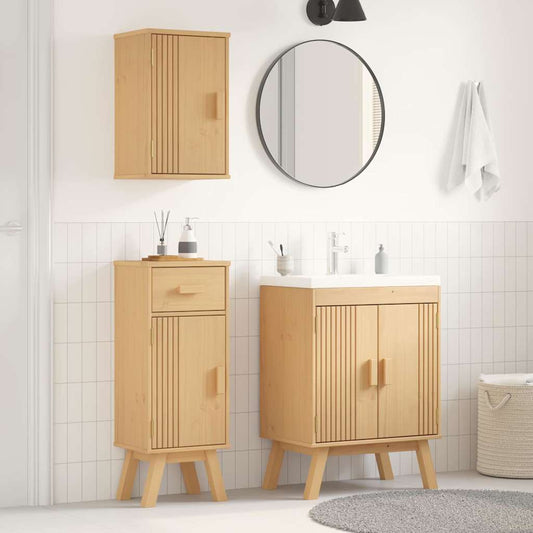 vidaXL Bathroom Furniture Set with Door 3 pcs Brown 114 x 43 x 73.5 cm