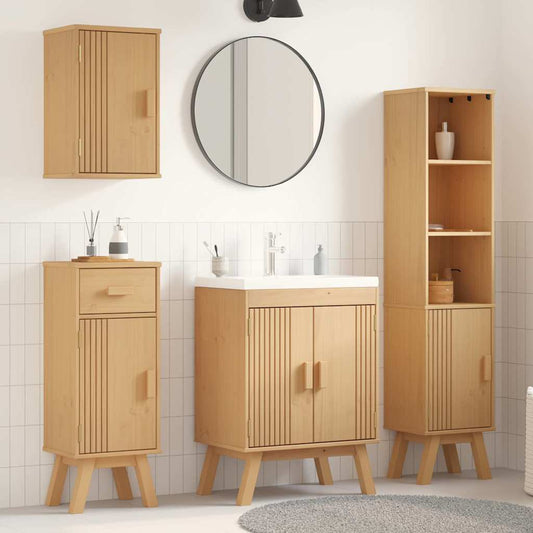 vidaXL Bathroom Furniture Set with Door 4 pcs Brown 114 x 43 x 73.5 cm