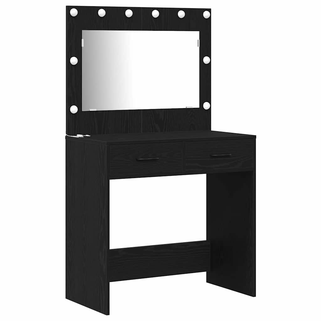 vidaXL Dressing Table Black 78.5 x 41 x 135 cm Engineered wood