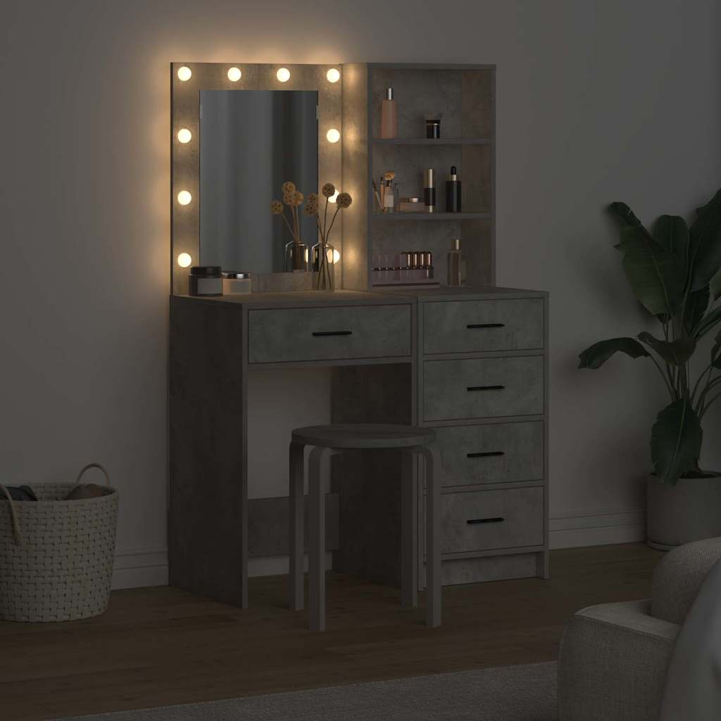 vidaXL Dressing Table 2 pcs Grey 50 x 41 x 135 cm Engineered Wood