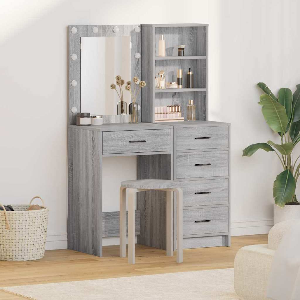 vidaXL Dressing Table 2 pcs Grey 50 x 41 x 135 cm Engineered Wood