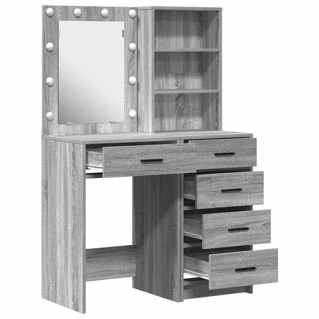 vidaXL Dressing Table 2 pcs Grey 50 x 41 x 135 cm Engineered Wood