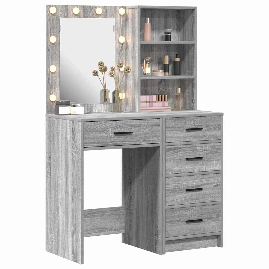 vidaXL Dressing Table 2 pcs Grey 50 x 41 x 135 cm Engineered Wood