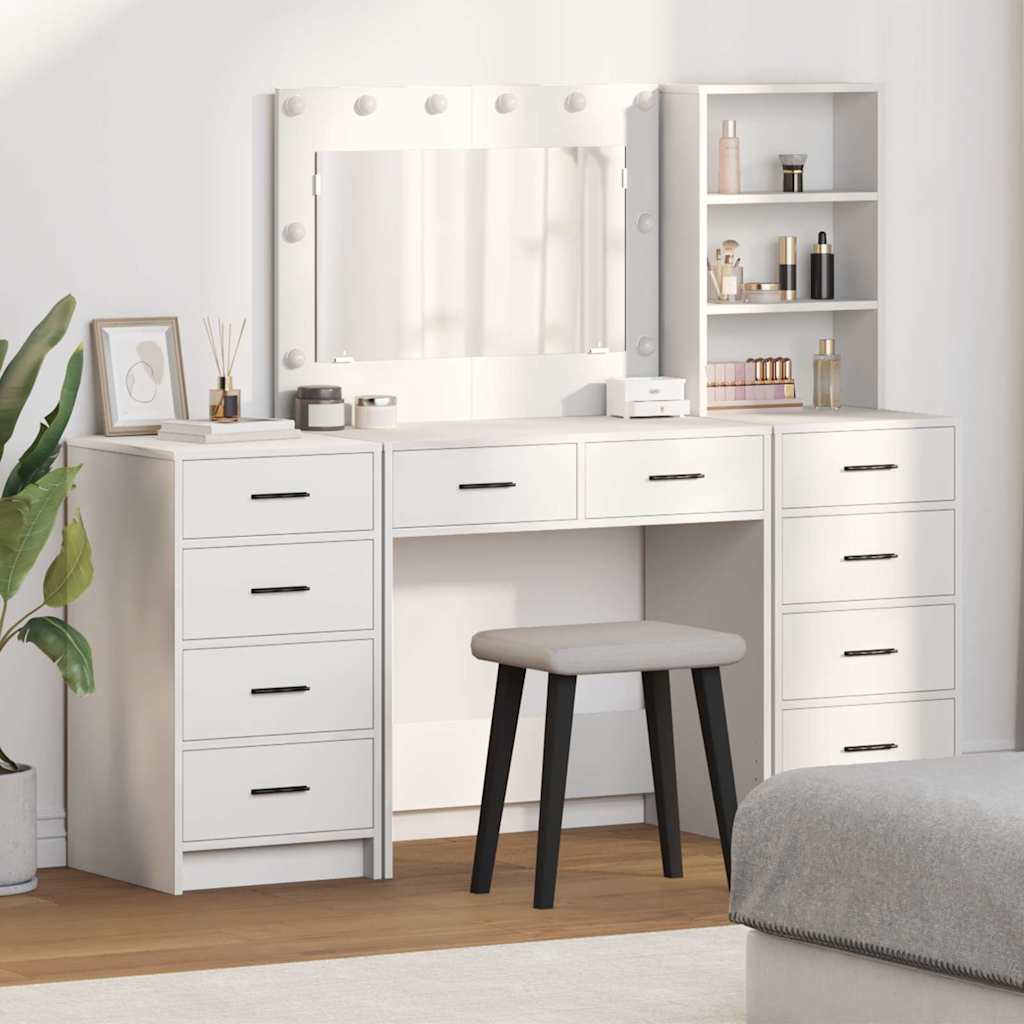 vidaXL Dressing Table 3 pcs White 78.5 x 41 x 135 cm Engineered Wood