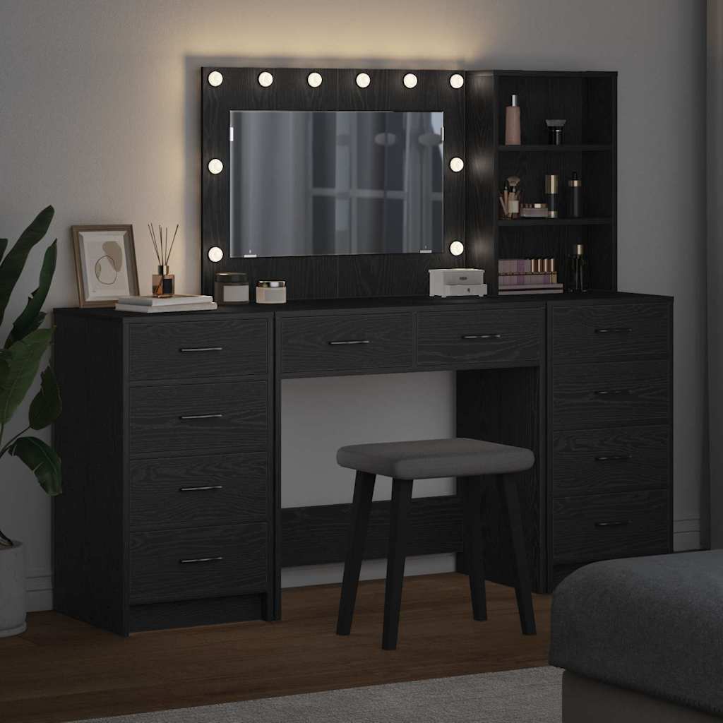 vidaXL Dressing Table 3 pcs Black Oak 78.5 x 41 x 135 cm
