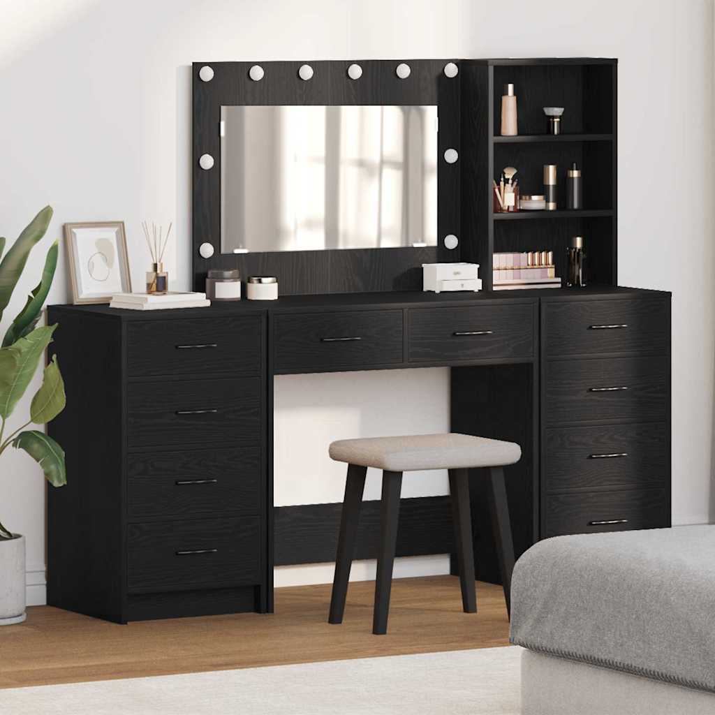 vidaXL Dressing Table 3 pcs Black Oak 78.5 x 41 x 135 cm