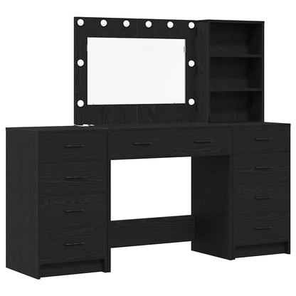 vidaXL Dressing Table 3 pcs Black Oak 78.5 x 41 x 135 cm