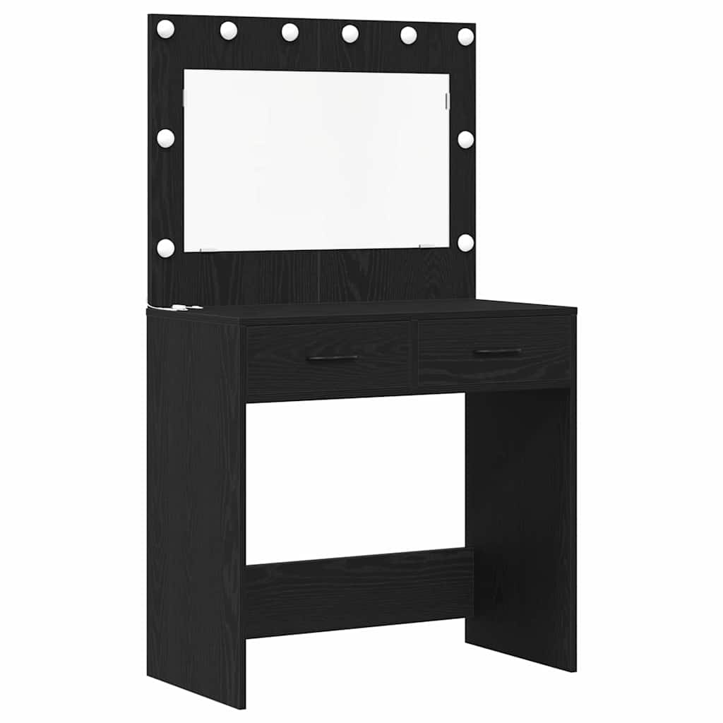 vidaXL Dressing Table 3 pcs Black Oak 78.5 x 41 x 135 cm