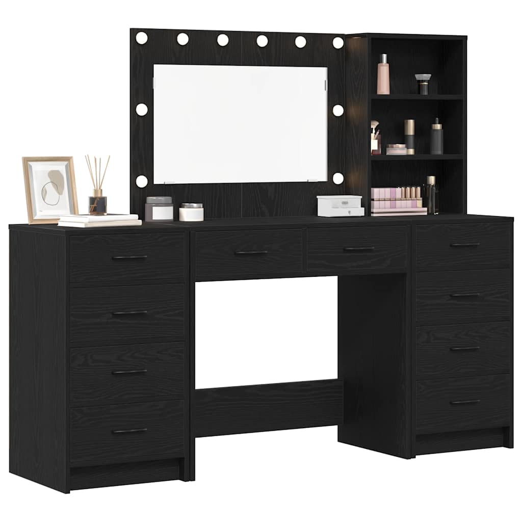 vidaXL Dressing Table 3 pcs Black Oak 78.5 x 41 x 135 cm