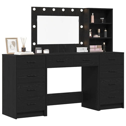 vidaXL Dressing Table 3 pcs Black Oak 78.5 x 41 x 135 cm